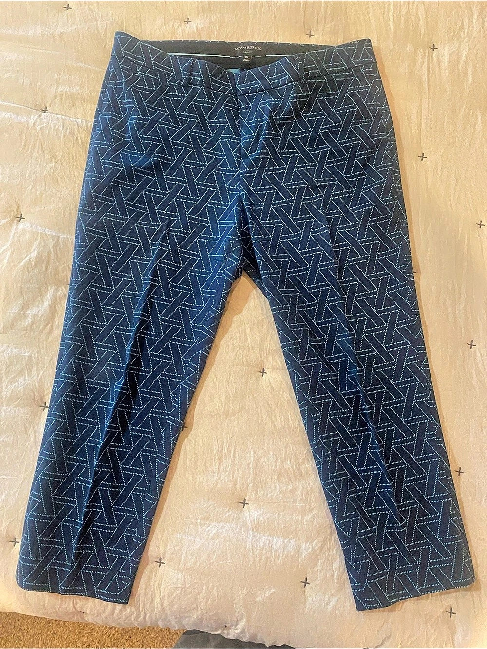 Banana Republic Sloan Fit Geometric Print Ankle Pants Blue & Black Size 10